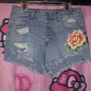 Rehash ultra high rise floral jean shorts